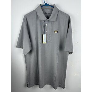 Onward Reserve Mens L Mizzou Tigers White Blue  Stripe Polo Shirt New Missouri